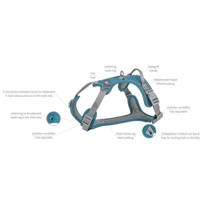 Trixie Premium Active Geschirr - petrol - 49–69 cm/20 mm