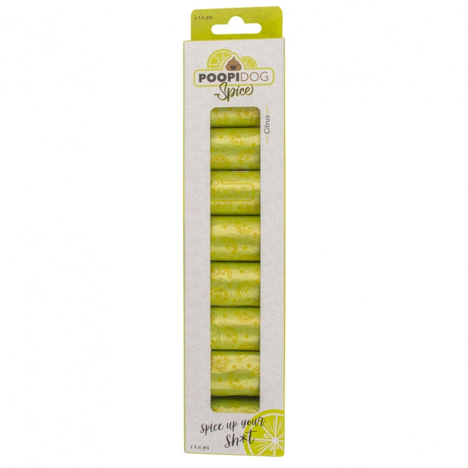 Poopidog Hundekotbeutel spice limette limone - 8 x 15 Stück